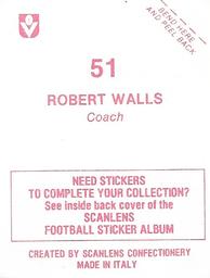 1983 Scanlens VFL Stickers #51 Robert Walls Back
